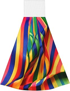 WYCZHY Toallitas de mano de terciopelo coral con rayas de color arcoíris, toalla de cocina para baño, toalla absorbente