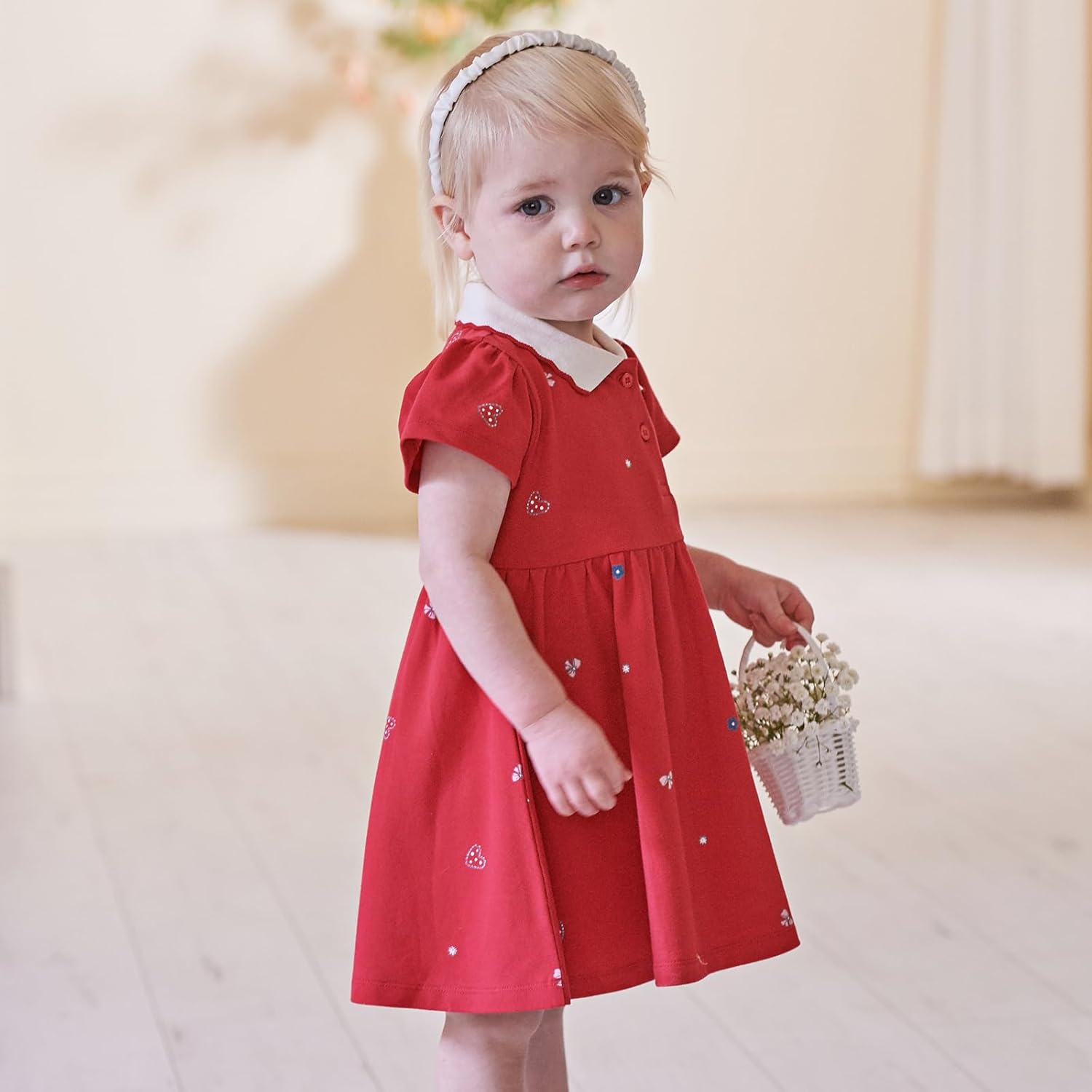 DAVE&BELLA Toddler Girl Polo Dress Short Sleeve Cotton Playwear Dress High Waist Pleated Athletic Tennis Golf Sundress