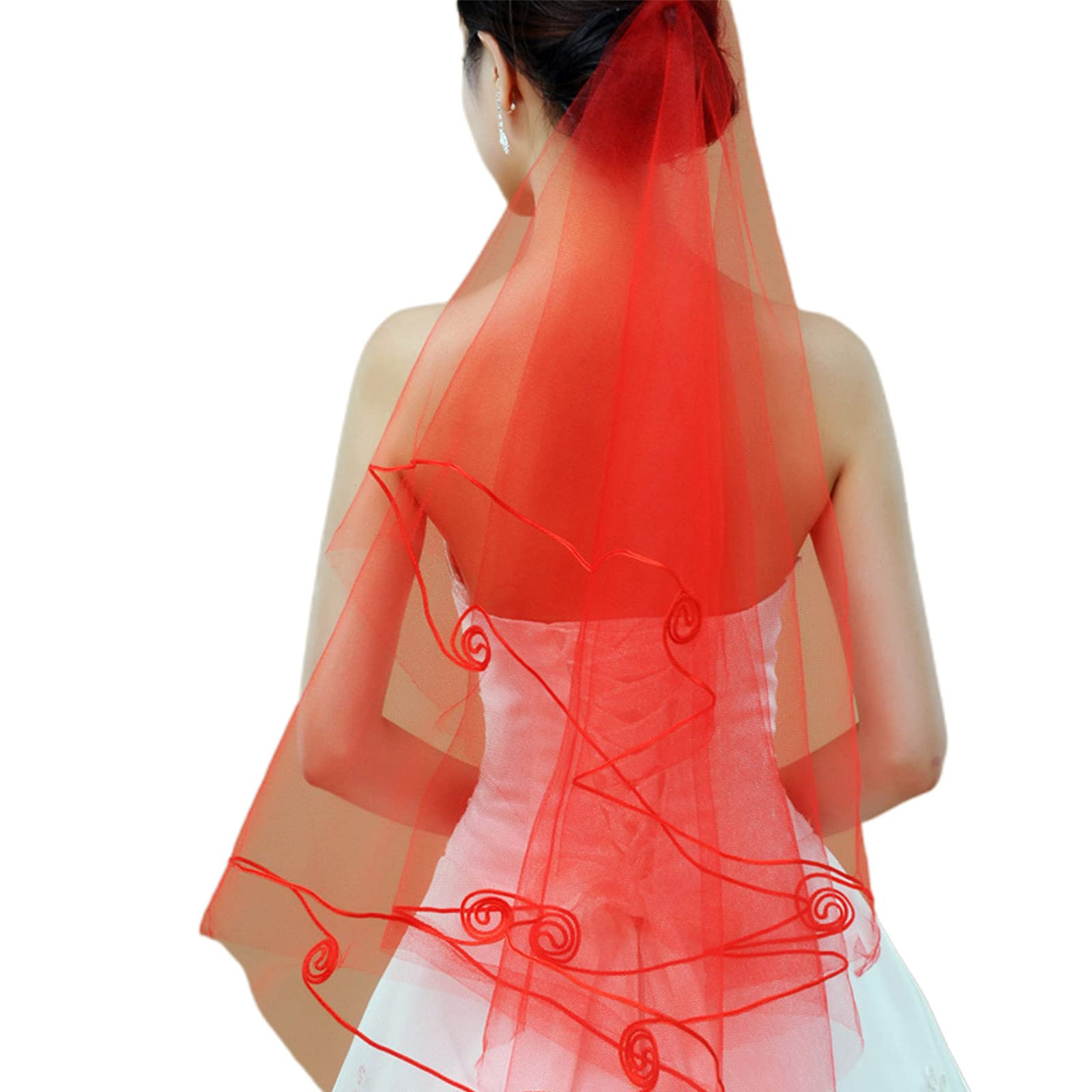 Wedding Tulle White Beige Black Red Bridal Veil Elegant Women Accessories Long Women Veil for Marriage Registration
