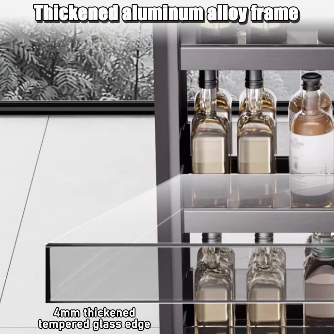 YVYKFZD 2/3 Tier Pull Out Cabinet Organizer, Kitchen Cabinet Storage Drawer, Extendable Organiser Shelf Spice Rack, Heavy Duty Sliding Drawer Pantry Shelf(2 Tier,150)