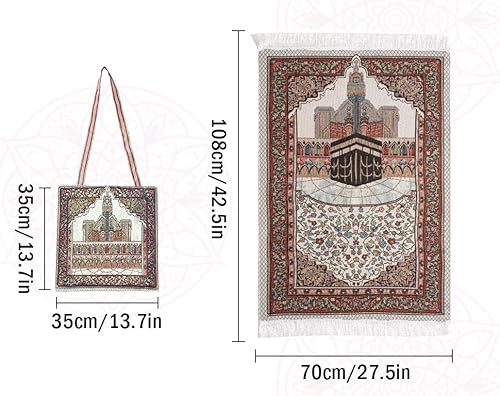 Miniatura 3 de Anlising Alfombra de oración, alfombra de oración musulmana islámica con bolsa de diseño elegante, gran regalo para familiares, amantes y amigos