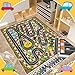 Fuzorise Kids Racing Rug 31''X47'' Car Road Kid Rug Carpet Playmat for Playoom Traffic Road Kid Play Mat for Bedroom，Kids Educational City Traffic Road map Fun Carpet (Brown, 2.6ftx3.9ft)