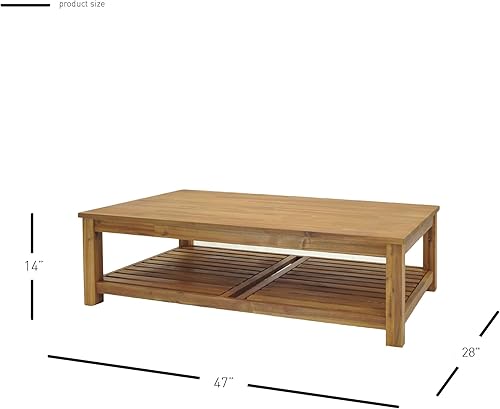 Miniatura 2 de New Pacific Direct Tiburon - Mesa de centro de madera de acacia maciza, marrón ámbar