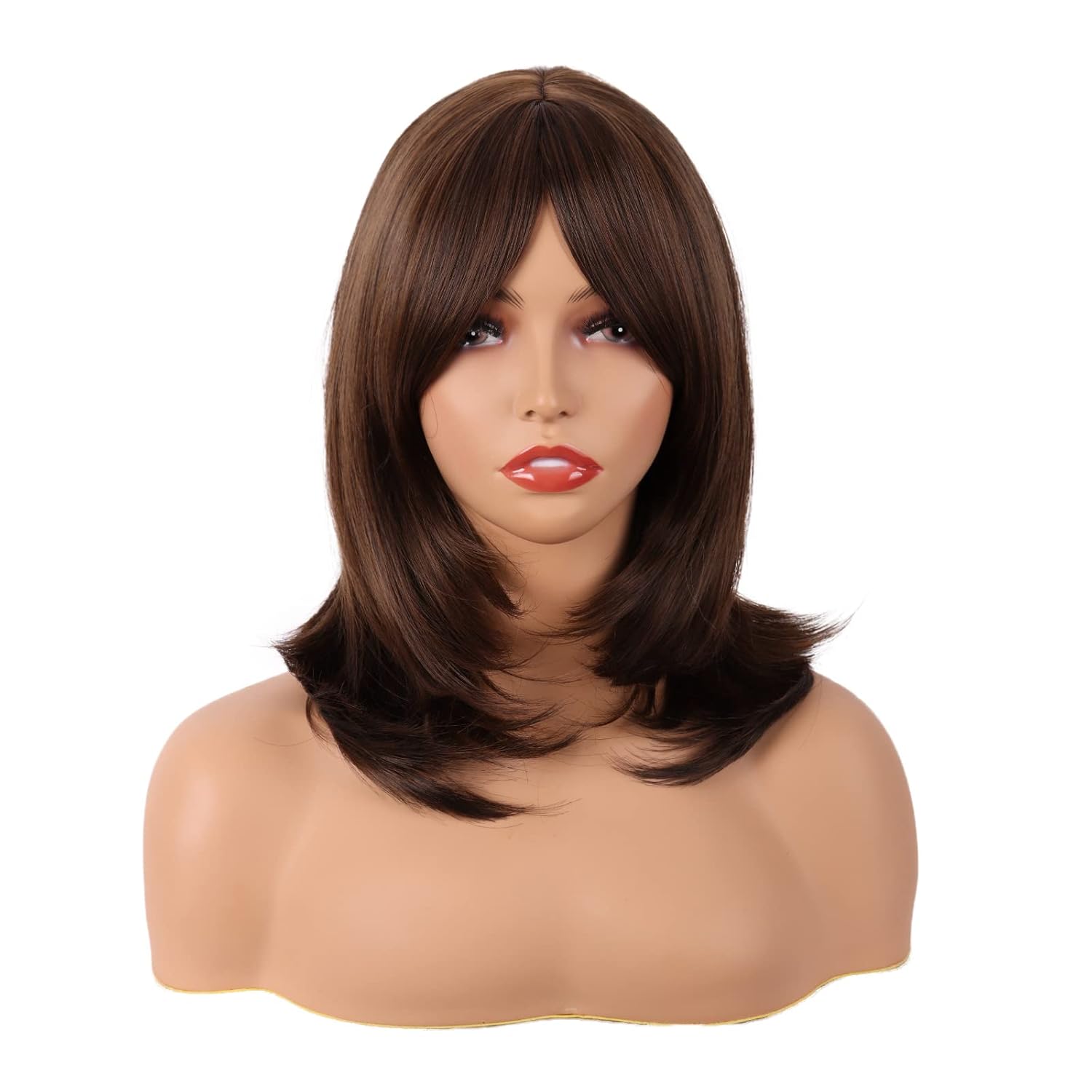 MapofBeauty 18 Inch/45 cm Layered Bangs Straight Synthetic Fiber Shoulder Length Hair Daily Use Wig (Brown) MapofBeauty 18 Inch/45 cm Layered Bangs Straight Synthetic Fiber Shoulder Length Hair Daily Use Wig (Brown)
