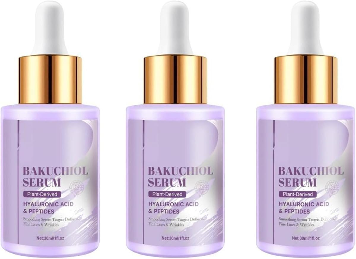 Bakuchiol Serum for Face Anti Wrinkle Hydrating Serum with Bakuchiol Oil Tremella Extract Hyaluronic Acid Reduces Fine Lines Plumps Skin 1 Fl Oz (3 Pack, Fresh)