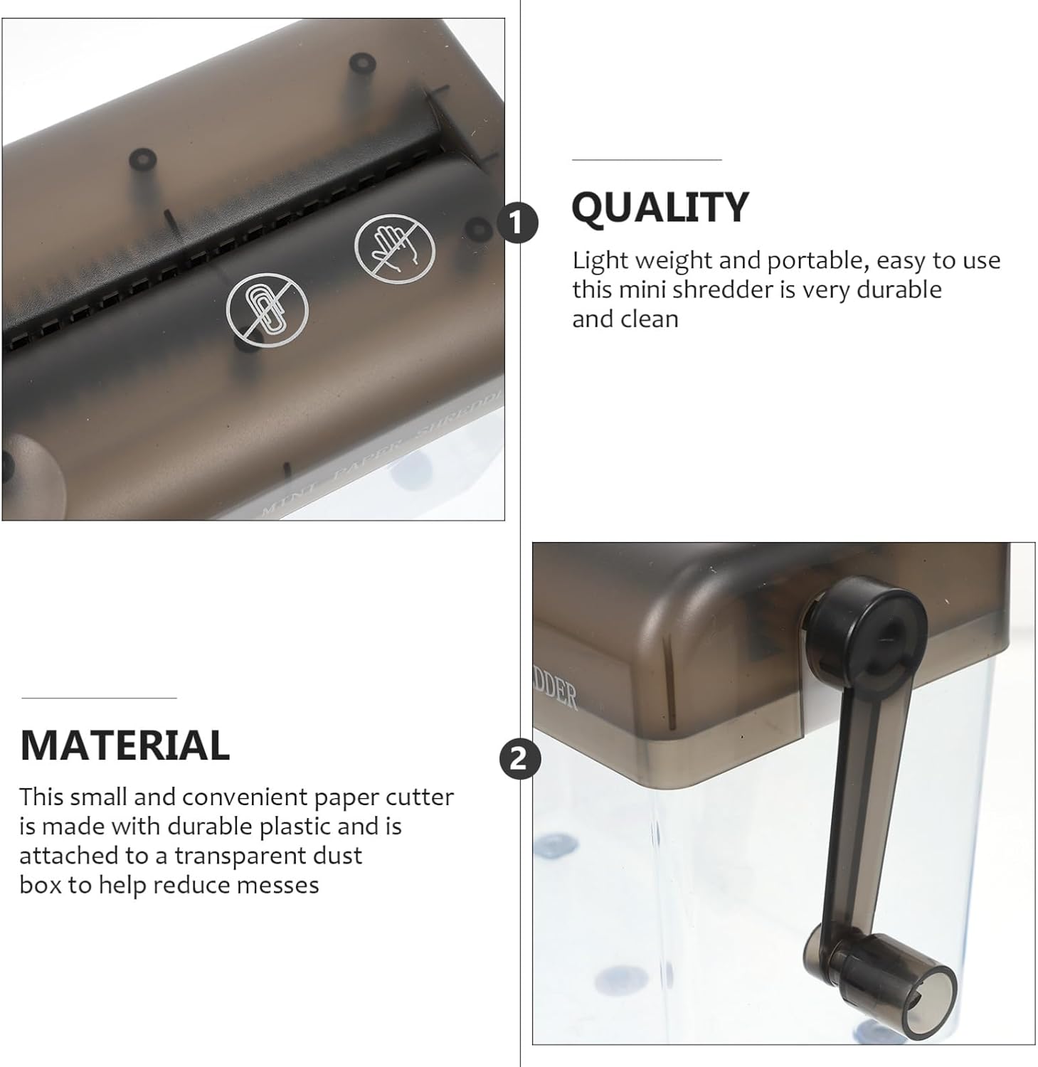 Mobestech Mini Manual Paper Shredder Desktop Hand Operated Strip Cutter for Home Office Use Safe Design for Confidential Document Protection and Crafting