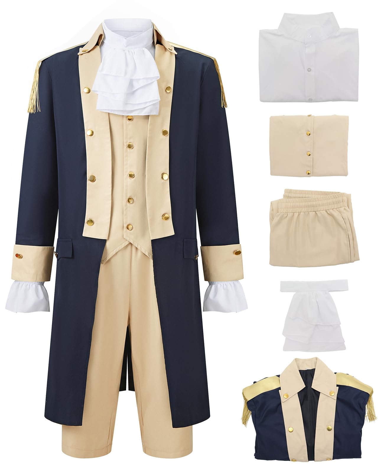 Photo 1 of aicoaub Mens Colonial George Washington Costume Adult 5PCS Founding Father Costume Revolutionary War Outfit