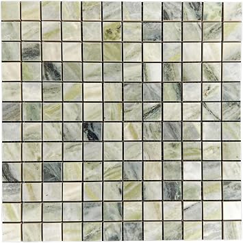 Tenedos HTC174 Verdant Essence 1x1 Green Marble Look Porcelain Mosaic Tile Matte Finish, Maintenance-Free for Backsplash, Bathroom, Shower, Accent Walls
