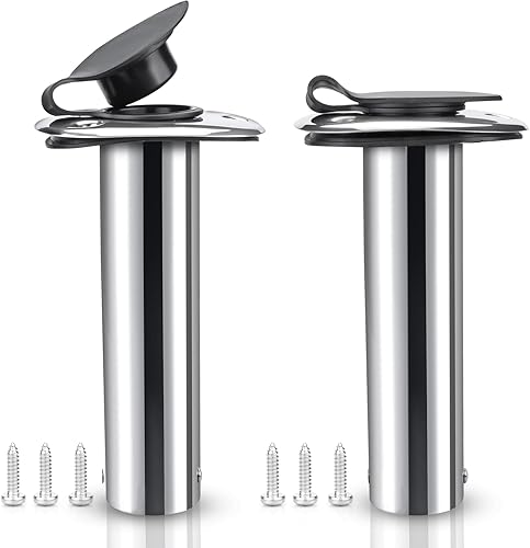 2 soportes para caña de pescar de montaje empotrado con tapa de goma, forro y junta (tornillos incluidos)