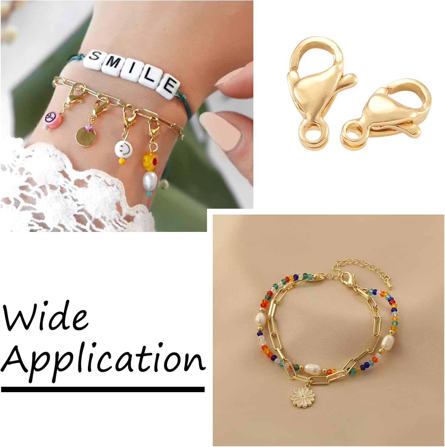 Pandahall 100Pcs 304 Stainless Steel Lobster Claw Clasps Real 18K Gold Plated 9x5x2.5mm Polishing Jewelry Clasps Connectors for Bracelet Necklace Jewelry Making - Image 6