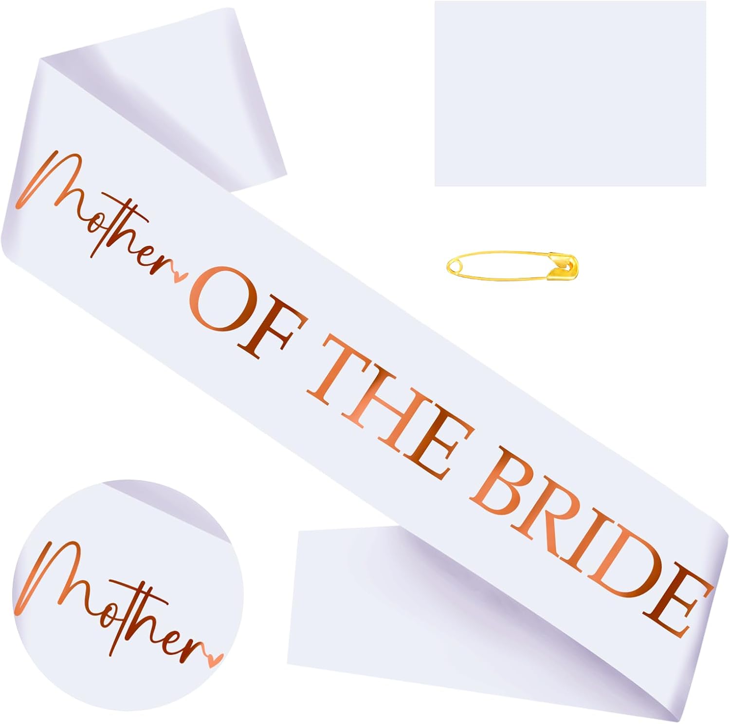Generic Mother of The Bride Sash with Rose Gold Foil, White Bachelorette Party Sash for Bridal Shower Engagement Supplies Gifts Wedding Accessories for Bride to Be's Mother