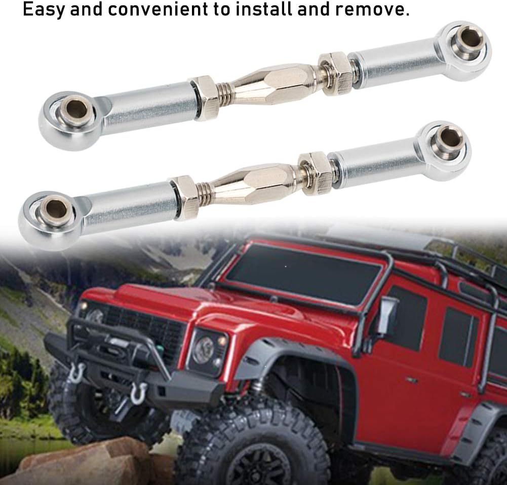 Dilwe RC Car Push Rod, 6Pcs Aluminum Alloy Adjustable Push Rods Compatible with 1/10 RC Truggy Buggy(Silver)