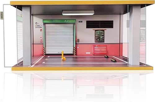 Miniatura 9 de Vitrina para autos fundidos a presión 118, vitrina acrílica para motocicleta de juguete a escala 112 con iluminación LED, Route 66-3 lado abierto