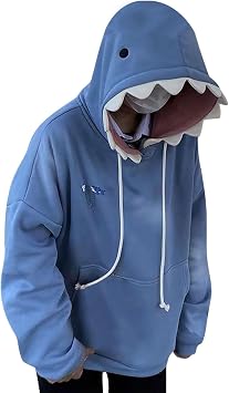 Animal Hoodie - Cute Long Sleeve Blue Hoodies Shark Shape | Couple Pullover Animal Hooded Cartoon Sweatshirt for Men Women