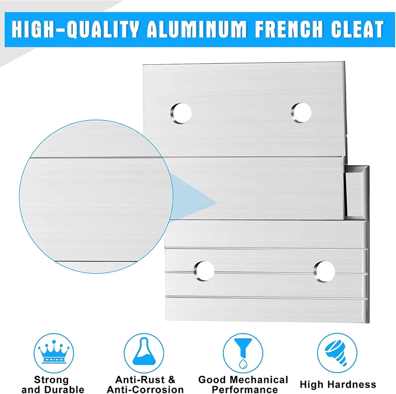 Therwen 40 Pcs French Cleat Picture Hanger Kit 2 Inch Aluminum Z Clip Supports 80lbs Heavy Duty Mirror Wall Mounting Brackets Hanging Hardware Supports for Panel Shelf Whiteboard Frames (2 Inch)