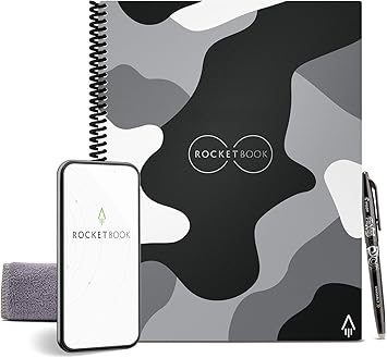 Rocketbook Core Reusable Spiral Notebook, Letter Size 8.5x11, Camo - Dotted Pages, App-Connected, Erasable, Durable Cover, Ideal for School, Work, and Creative Projects