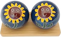 Vista 1 de Top Chi Bolas de baoding de girasol con soporte de bambú. Bolas chinas de salud para terapia de manos, ejercicio y alivio del estrés