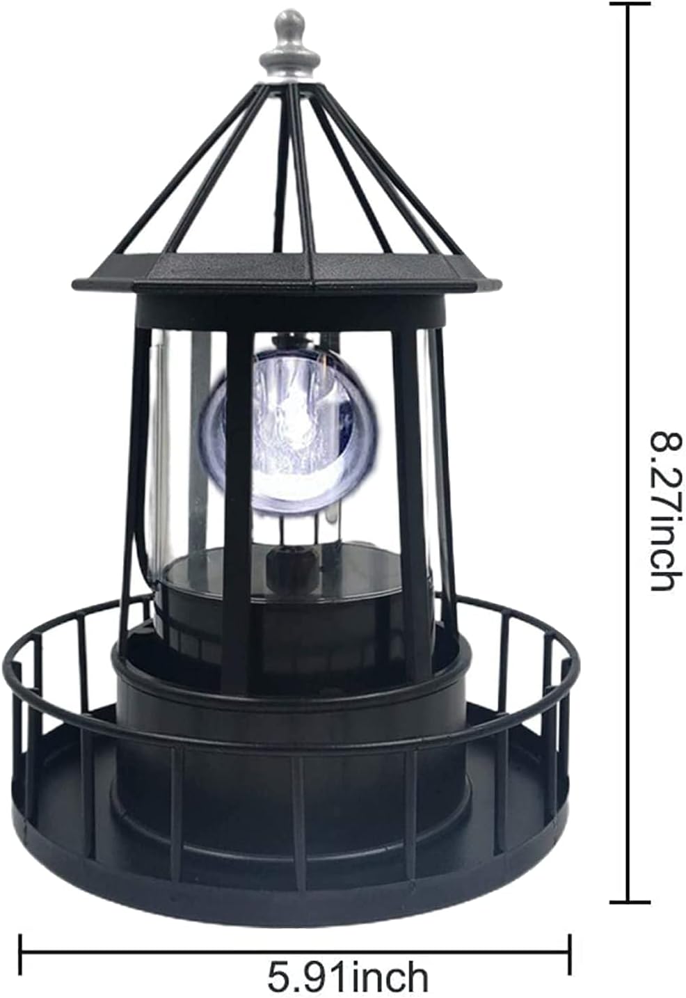 LED Solar Powered Lighthouse, 360 Degree Rotating Lamp Courtyard Decoration Waterproof Garden Smoke Towers Statue Lights for Outdoor Garden Pathway Patio