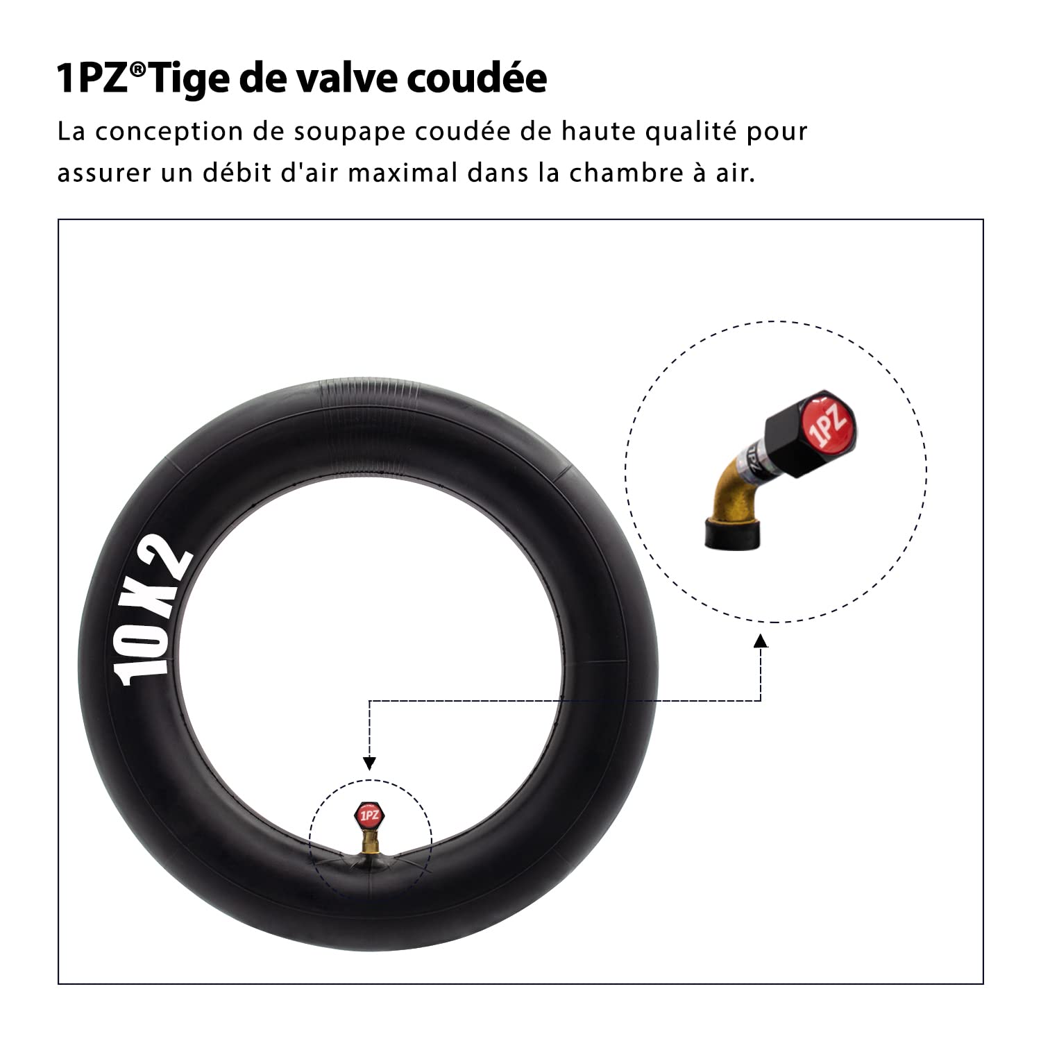 1PZ F3T-10I 10x2.125 Pneumatico Gomme Monopattino Elettrico, Camera d'aria 10x2 con valvola angolata a 90° per Monopattino Bambino Passeggino 2 Ruote Autobilanciate - Pneumatici per Ruote 10 Pollici
