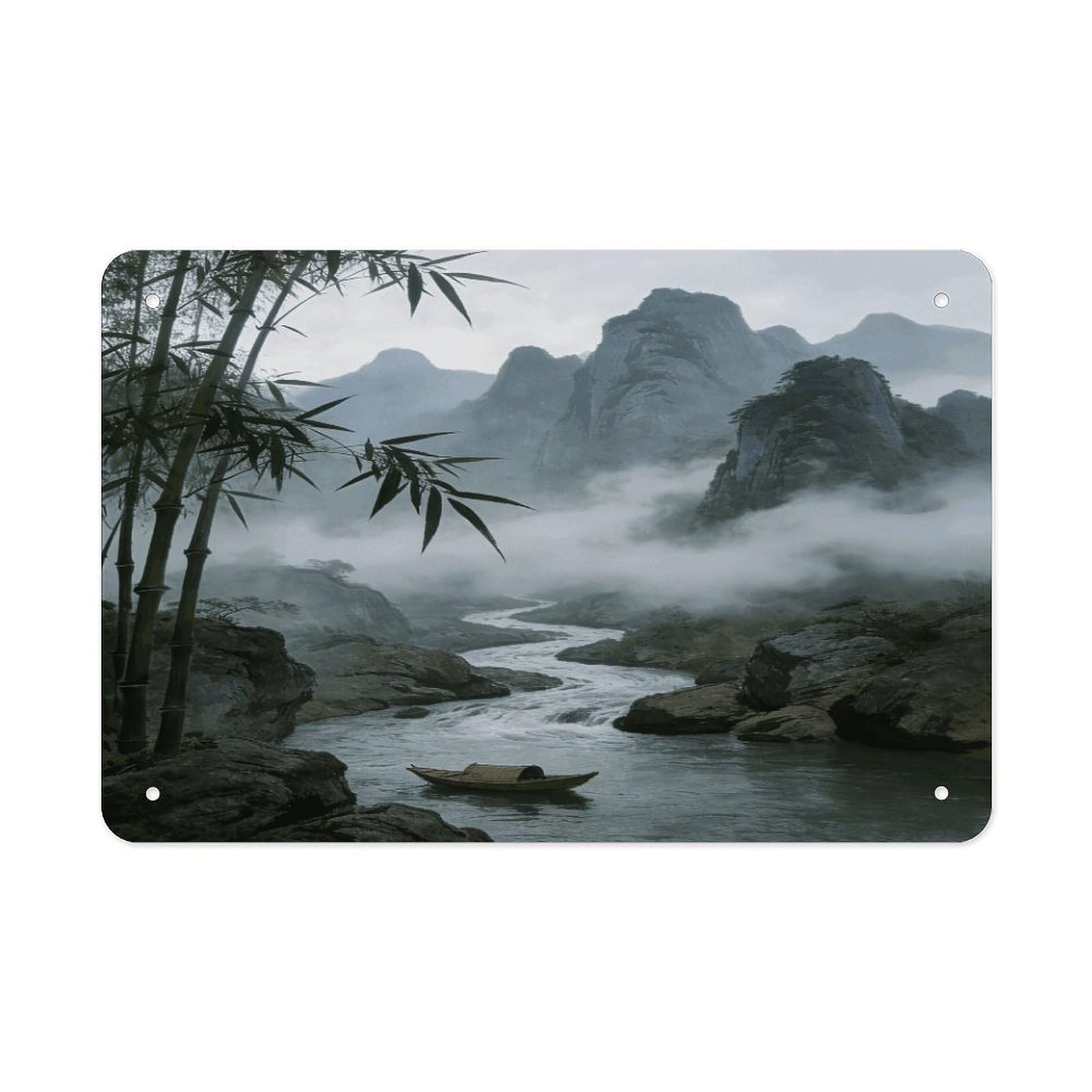 Fodpand Style Rainy And Misty Return Of The Boat Wall Art Metal Tin Signs Bar Metal Tin Sign Wall Decor For Home Living Room Bedroom Toilet Hotel Halloween Decor Gifts 7.9X 11.8 Inch