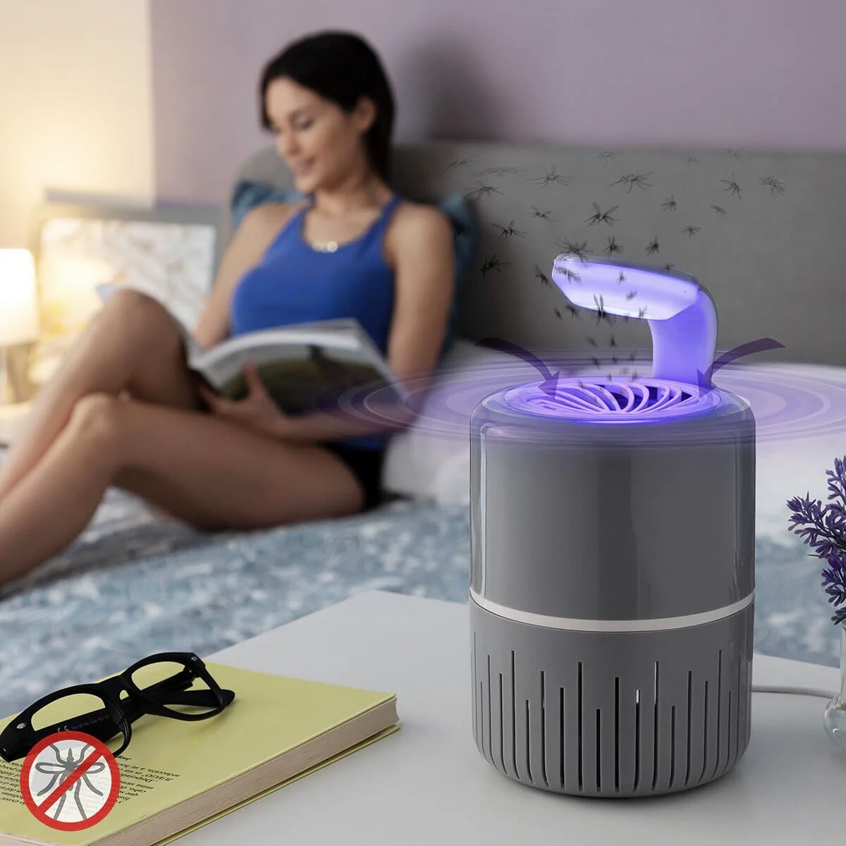 Lámpara antimosquitos de succión UV LED – repelente antimosquitos antidañinos – Trampa para insectos voladores – Mata mosca eléctrica potente aspiración inofensiva humana animales ecológicos USB