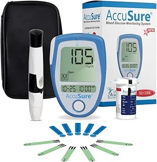 AccuSure Instant Digital Blood Glucometer Kit |With 25 Strips,10 Lancet,1 Lancing Device For Accurate Blood Glucose Sugar Testing Machine, Multicolor