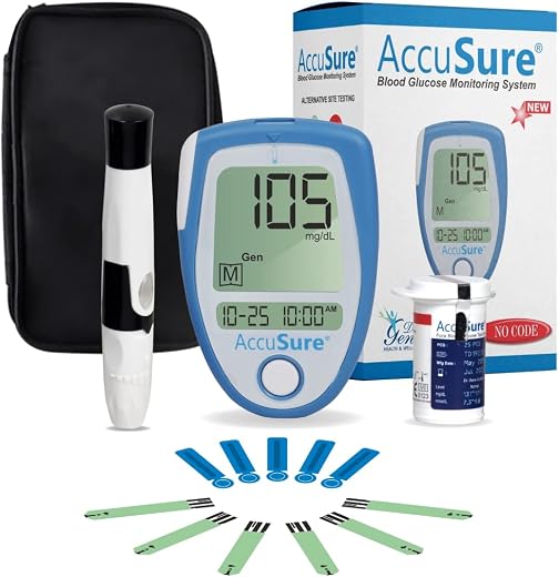AccuSure Instant Digital Blood Glucometer Kit |With 25 Strips,10 Lancet,1 Lancing Device For Accurate Blood Glucose Sugar ...