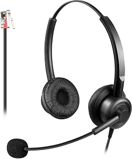 Callez RJ9 Phone Headsets for Office Phones with Noise Cancelling Mic, Corded Telephone Headset Compatible with Polycom VVX411 VVX410 VVX500 VVX501 Avaya Mitel ShoreTel BT Converse NEC Landline Phone