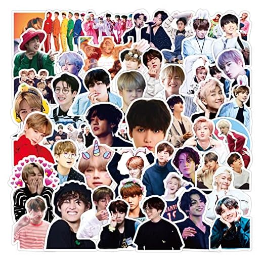 50PCS BTS Stickers,Korean Idol Team Style Stickers for Water Bottles,Waterproof Vinyl Decal for Teen Girl Adult Laptop Skateboard Phone Case Guitar Travel Case Bike Notebook