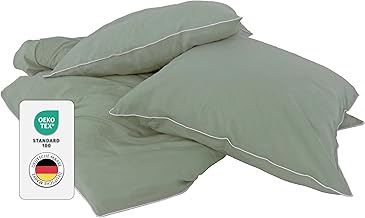 jilda-tex Luxus Premium-Bettwäsche aus Eukalyptus 100% Lyocell Tencel Zertifiziert besonders nachhaltig (Salbeigrün, 4 TLG. 2x135x200cm / 2x40x80cm)
