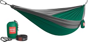 Grand Trunk Double Deluxe Hammock with Straps - Green and Charcoal