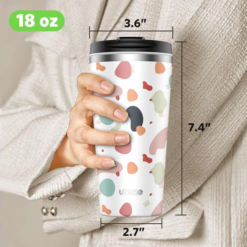 Insulated Coffee Mug with Ceramic Coating, 18oz Travel Mug with Leak-proof Lid, Vacuum Double-wall Tumbler, Stainless Steel Thermal Cup for Tea, Hot Cocoa, Cold Beverage, Ice Drinks - Image 4
