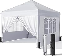 Driftalia 10x10 Pop Up Canopy with 4 Removable Sidewalls - Instant Outdoor Tent for Camping, Parties, Events - White