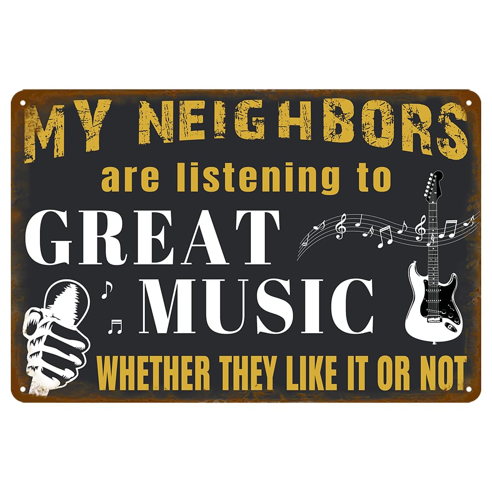 Vintage Man Cave Decor Funny Metal Tin Signs Mancave Decor For Men Garage Accessories For Men Funny Sarcasm Music Gifts Signs My Neighbors Are