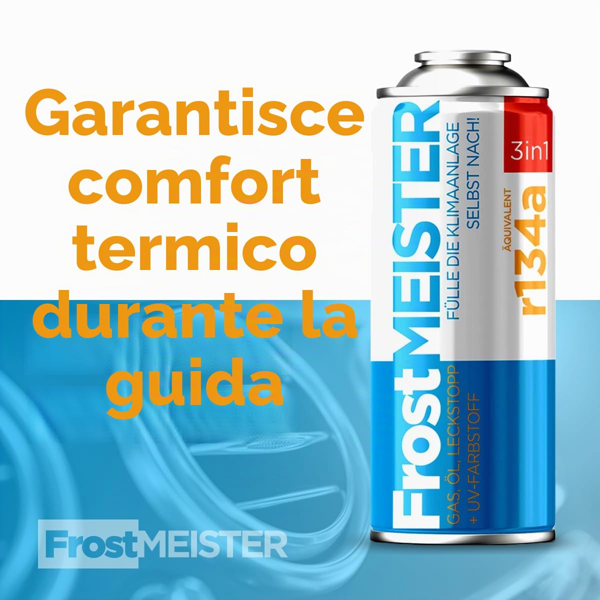 3 in 1 – Set di ricarica per aria condizionata auto R134a (1995-2016) – 2 barattoli da 400 ml e tubo con manometro – Sostituzione per refrigerante, olio e sigillante – Applicazione rapida