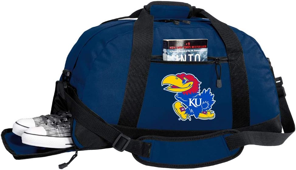 KU Jayhawks Duffel Bag - University of Kansas Gym Bags w/SHOE POCKETS