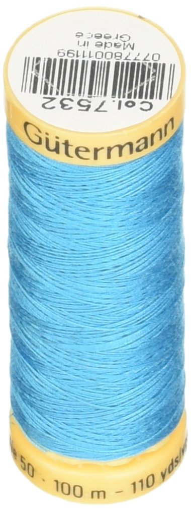 Gutermann Natural Cotton Thread 110yd, Blue Bead