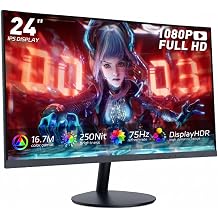 24 FHD 1080P Gaming Monitor 75Hz, 3ms, FreeSync, Low Motion Blur, Ultra-Slim Frameless Screen, HDMI/DP Inputs, VESA Mountable, Ideal for Laptop & Desktop