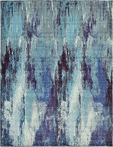 Unique Loom Jardin Collection Colorful, Vibrant, Abstract Watercolor Area Rug, 9' X 12' 2" Rectangle, Blue/Gray #TOP1
