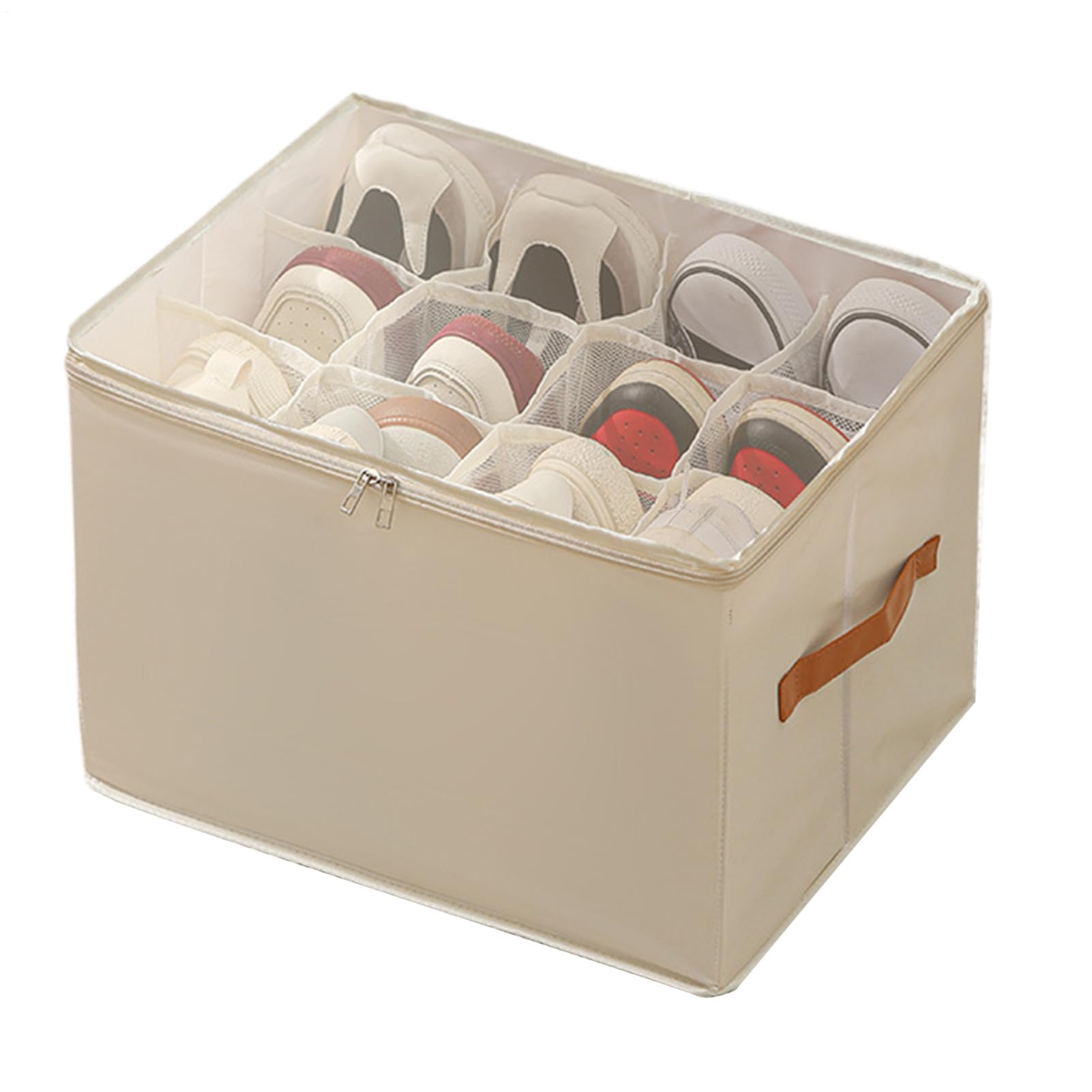 Genérico Organizador de zapatos para armario, contenedor para guardar 6 pares, organizador de zapatos plegable con asas y cubierta transparente para zapatos, zapatillas y sandalias