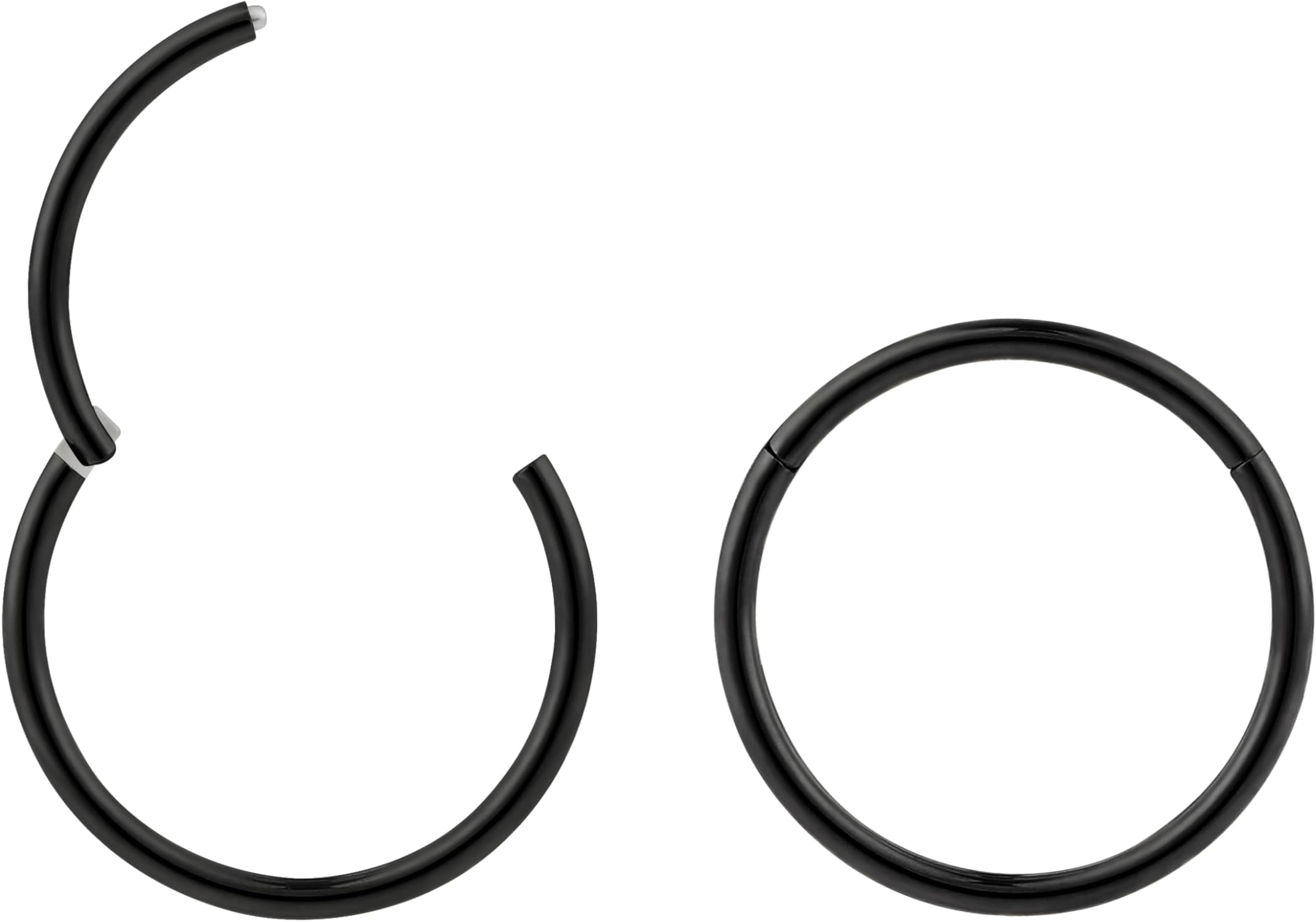Women's 2 Piece 20G (Very Thin) Stainless Steel Hinged Ear Piercing Ring 5 mm - 6 mm - 7 mm - 8 mm - 9 mm - 10 mm