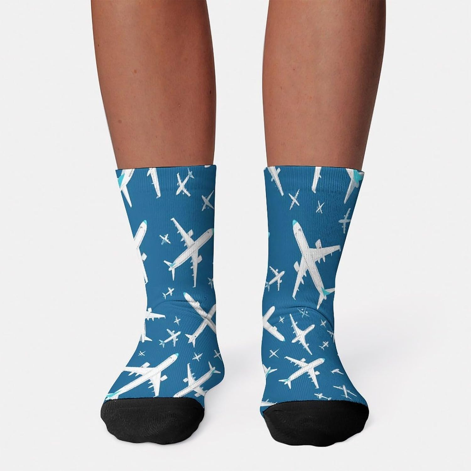 Plane Aircraft Airplane Jet Knee High Socks Athletic Long Stockings Sport Casual Crew Tube Sock Boot