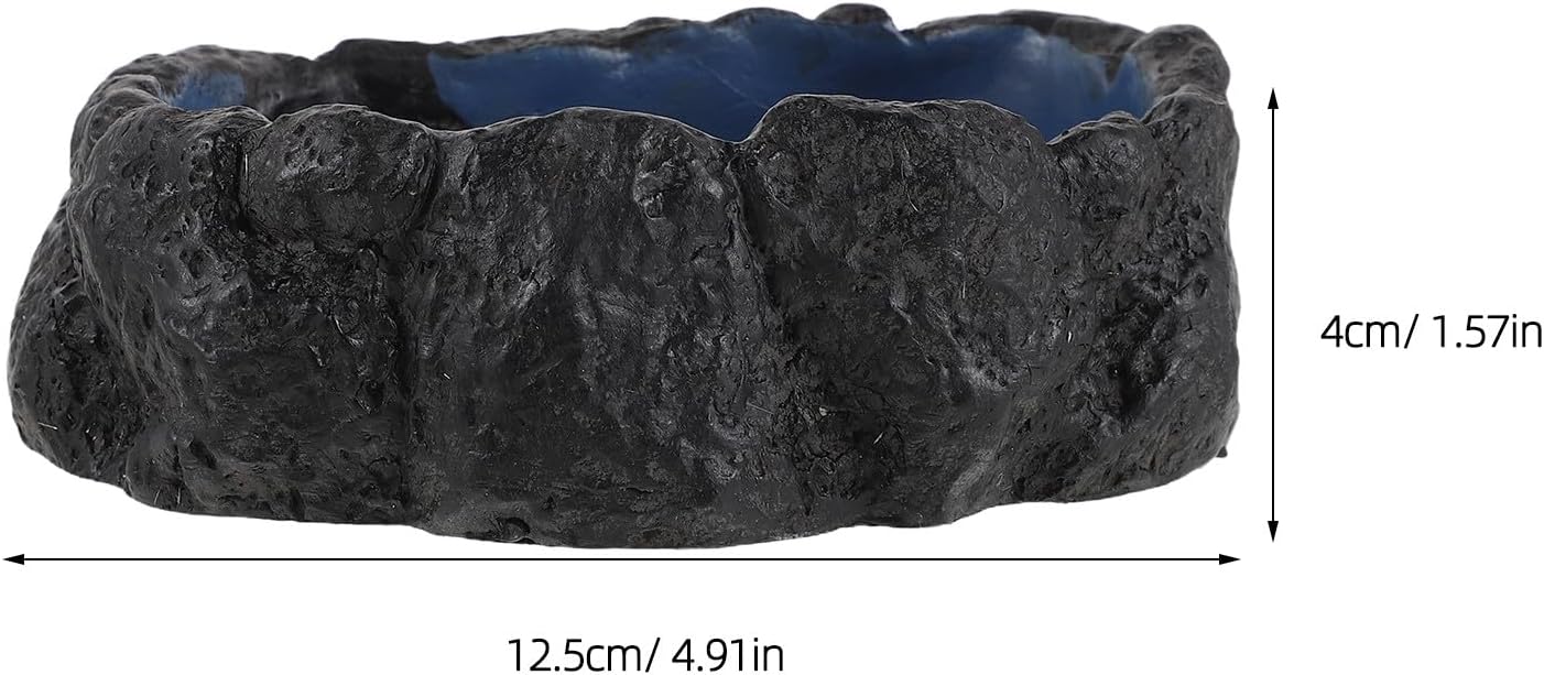 Reptile Water Dish, Resin Reptile Food Feeder Bowl, Water and Food Bowl,Terrarium Decor for Leopard Gecko, Lizard,Spider,Turtle,Scorpion,Hermit Crabs M