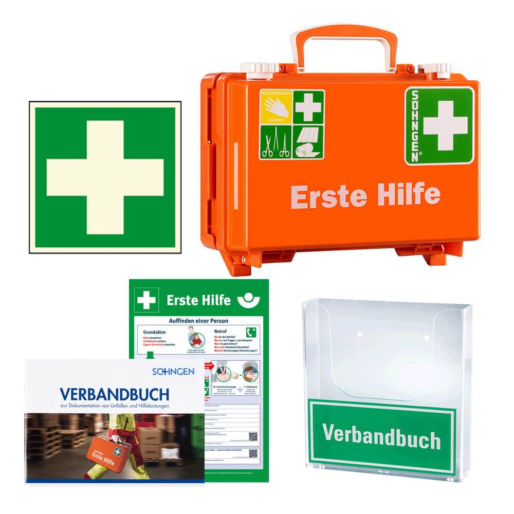 Erste-Hilfe Basic Set DIN 13157, SÖHNGEN, inkl. Verbandbuch, Art.-Nr. 608704 | Erste Hilfe Station | Erste Hilfe Set | Erste Hilfe Komplettpaket