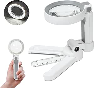 7X Rechargeable Magnifying Glass with 14 LED Light, Foldable Handheld ...