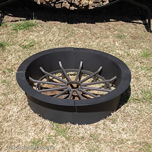 Titan Great Outdoors 28" Wagon Wheel Fire Grate, Decorative Wood Burning Lifted Grate Pit #TOP2