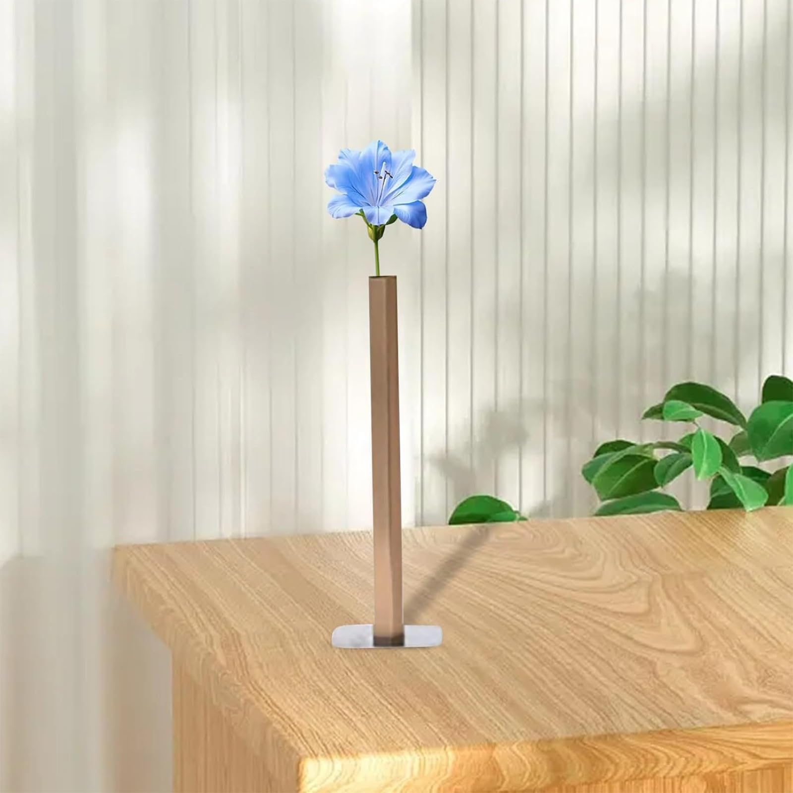 Elegante vaso magnetico a stelo singolo, decorazione da tavolo con magnete nascosto, vaso singolo per rose, design anti-ribaltamento, per casa, cena, decorazione quotidiana (5 pezzi, argento)