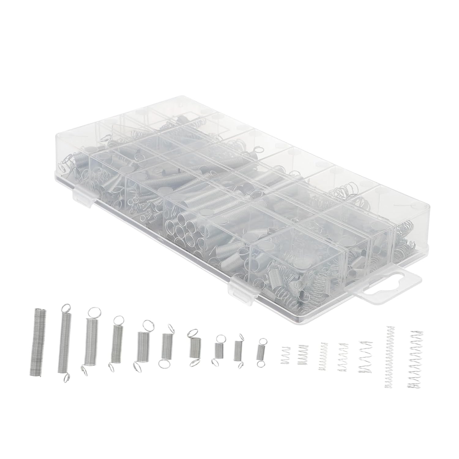 200Pcs Extension Spring Assortment Set Galvanized Spiral Springs Various Heavy Duty Spring Rate for Mechanical Applications for Projects and Repairs