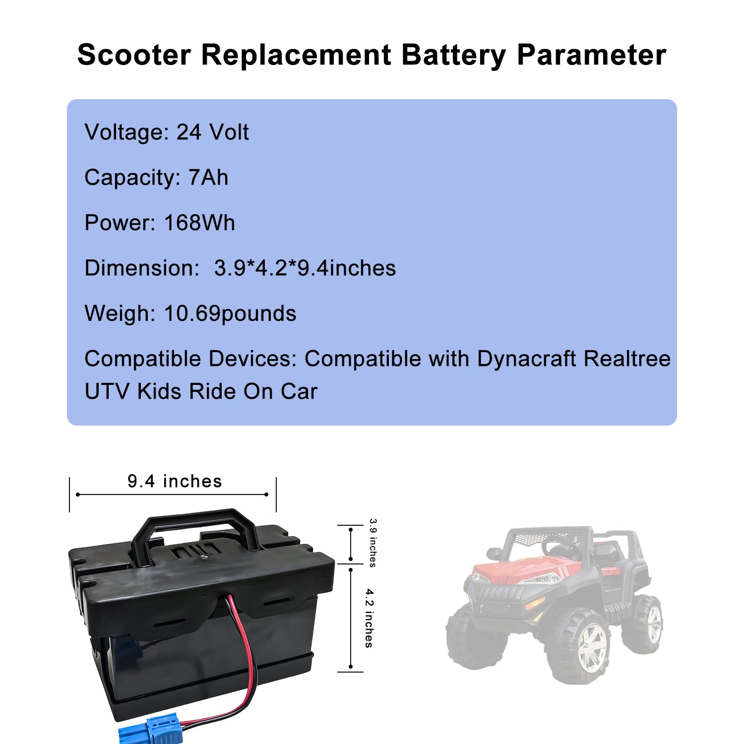 Razor E500S Battery Wiring Harness Easy Slide On Terminals No Soldering!