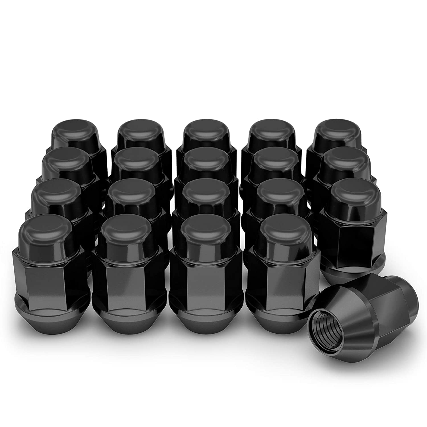 THE WHITE SHOP1704SBK-20AM Black Chrome 1/2"-20 Bulge Acorn Lug Nut
